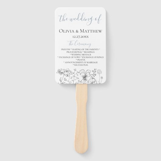 Éventail Dusty Blue Meadow Wedding Programme de mariage (Devant)