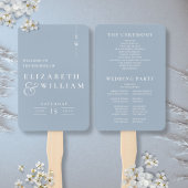 Éventail Dusty Blue Minimalist Monogram Wedding Programme
