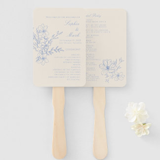 Éventail Dusty Blue Monogram Crest Programme de mariage Ven