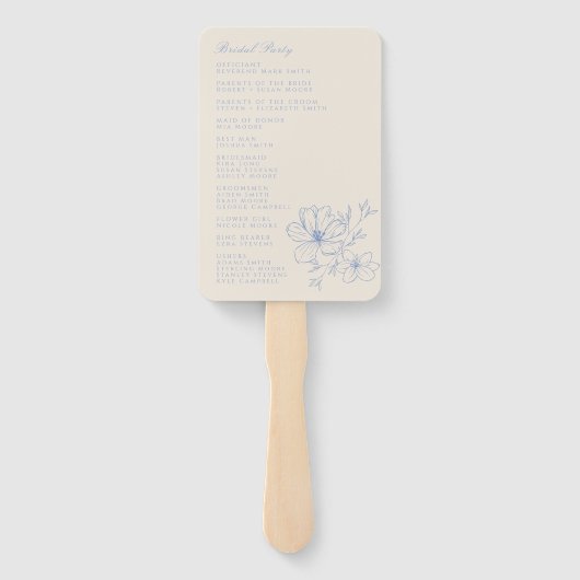Éventail Dusty Blue Monogram Crest Programme de mariage Ven (Dos)
