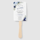 Éventail Dusty Blue & Navy Floral Elegant Wedding Program (Devant)