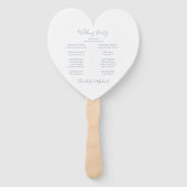 Éventail Dusty Blue Script Mariage Cérémonie Coeur (Dos)