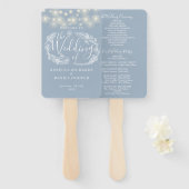 Éventail Dusty Blue String programme de mariage (Devant et derrière)