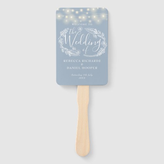 Éventail Dusty Blue String programme de mariage (Devant)