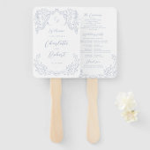 Éventail Dusty Blue Vintage programme de monogramme (Devant et derrière)