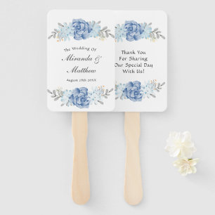 Éventail Dusty Blue Watercolor Mariage Peony