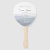 Éventail Dusty Blue Watercolor Programme de mariage Ventila (Devant)