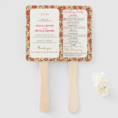 Éventail Dusty Brunt Orange Peony Flowers Mariage de automn (Devant et derrière)