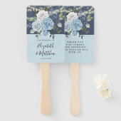 Éventail Dusty Navy Blue Peony Mariage (Devant et derrière)