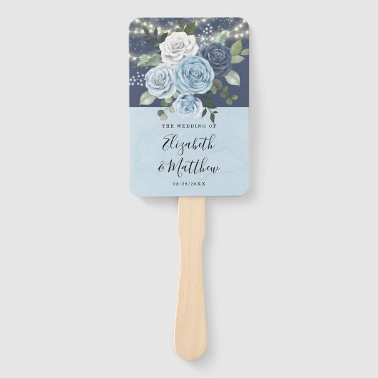 Éventail Dusty Navy Blue Peony Mariage (Devant)