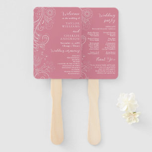 Éventail Dusty Pink Elegant Floral Wedding Programme