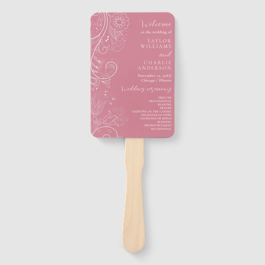 Éventail Dusty Pink Elegant Floral Wedding Programme (Devant)