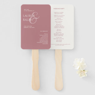Éventail Dusty Pink Ivory Monogram Programme de mariage de