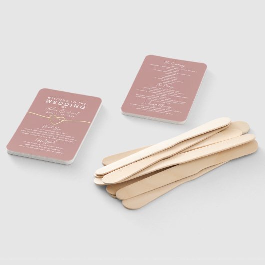 Éventail Dusty Pink Wedding Programme (Non-assemblé)