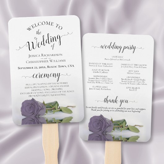 Éventail Dusty Purple Rose Élégant programme de mariage