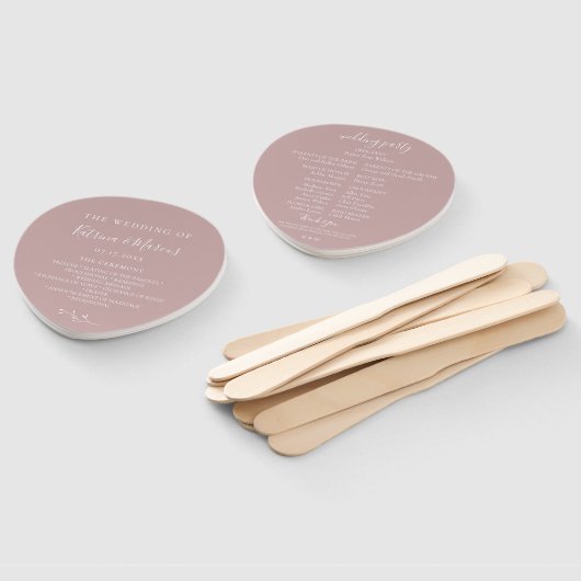 Éventail Dusty Rose Botanical Branch Programme de mariage M (Non-assemblé)