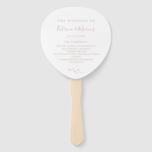 Éventail Dusty Rose Botanical Branch Wedding Program (Devant)