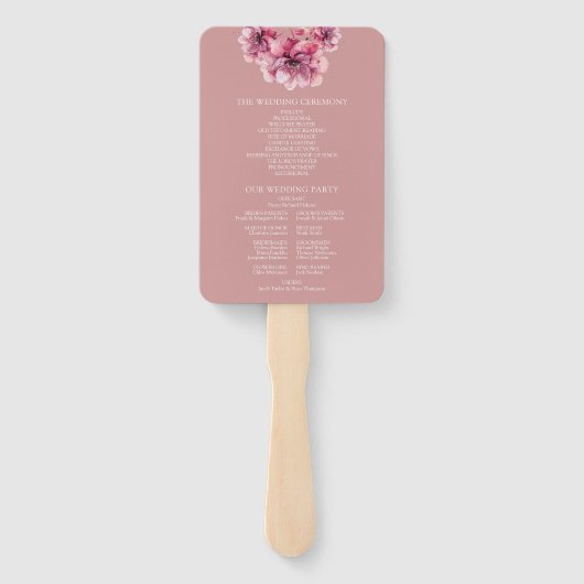 Éventail Dusty Rose Élégant programme de mariage floral (Dos)