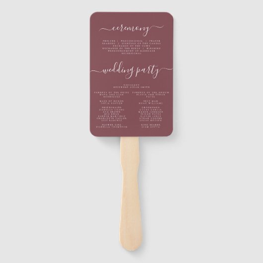 Éventail Dusty Rose Fleur sauvage programme de mariage (Dos)