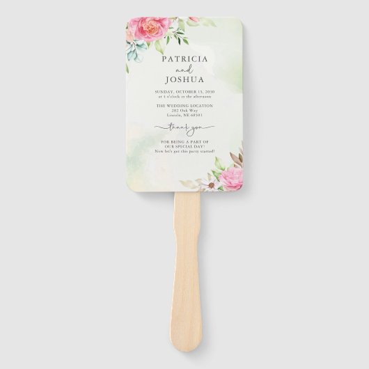 Éventail Dusty Rose Floral Boho Programme de mariage Ventil (Devant)