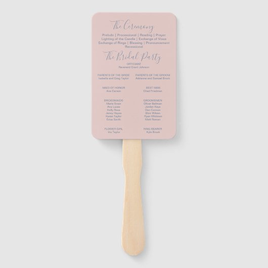 Éventail Dusty Rose Florals Programme de mariage (Dos)