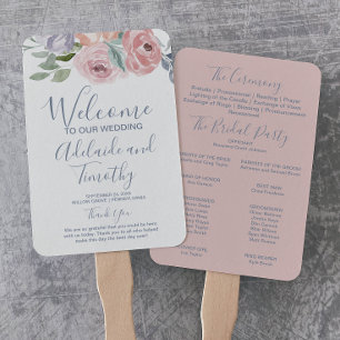 Éventail Dusty Rose Florals Programme de mariage