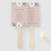 Éventail Dusty Rose Grey Floral Diamond Wedding Programme (Devant et derrière)