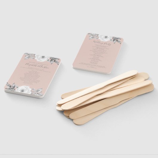 Éventail Dusty Rose Grey Floral Diamond Wedding Programme (Non-assemblé)