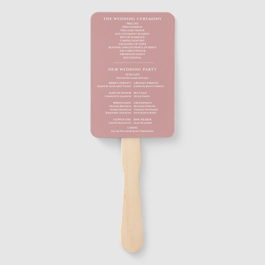 Éventail Dusty Rose Special Date Wedding Programme (Dos)