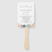 Éventail Dusty Slate Blue Peach Programme de mariage botani (Devant)
