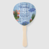 Éventail Eau bleue Galets, Flamants roses roses & Poissons (Devant)