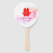 Éventail Eau mariage rouge de Chine fleurs de cerisier (Devant)