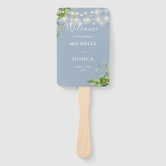 Éventail Éclairages à cordes vertes Dusty Blue Wedding Prog (Devant)