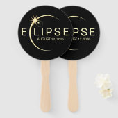 Éventail Éclipse solaire, événement d'astronomie 2026 (Devant et derrière)