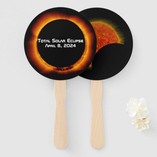 Éventail Éclipse solaire totale 2024 (Devant et derrière)