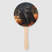 Éventail Écossais Terrier Chiot Automne Citrouille délice (Dos)