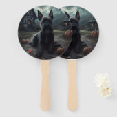 Éventail Ecosse Terrier Citrouille Halloween effrayant (Devant et derrière)