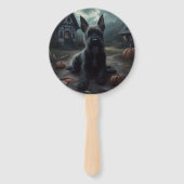 Éventail Ecosse Terrier Citrouille Halloween effrayant (Devant)