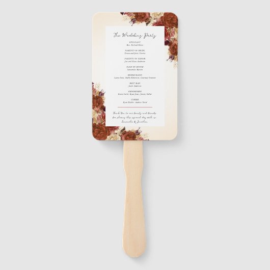 Éventail Écriture manuscrite Mariage de script en terre cui (Dos)