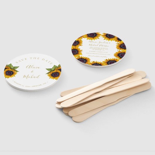 Éventail Écriture rustique florale élégant mariage date de  (Non-assemblé)