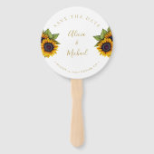 Éventail Écriture rustique florale élégant mariage date de  (Devant)