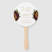 Éventail Écriture rustique florale élégant mariage date de  (Dos)