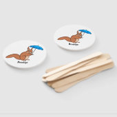 Éventail Écureuil rouge mignon avec dessin animé parapluie (Non-assemblé)