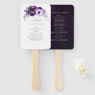 Éventail Eggplant Purple Botanique Moderne Mariage Programm
