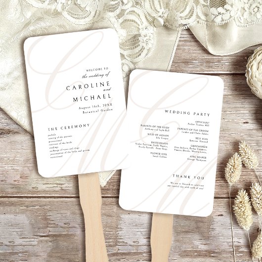 Éventail Élégance classique Script Monogramme Programme de 