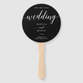 Éventail Élégance minimale Mariage simple noir et blanc Ha (Devant)