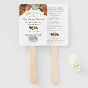 Éventail Elégance rustique Automne Floral Wedding Programme