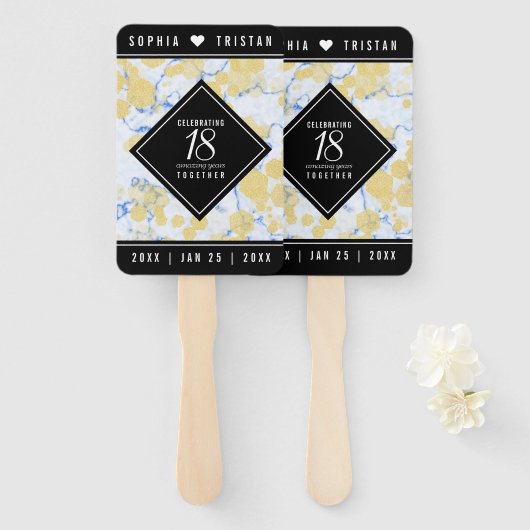 Éventail Élégant 18ème anniversaire de Mariage de porcelain (Devant et derrière)