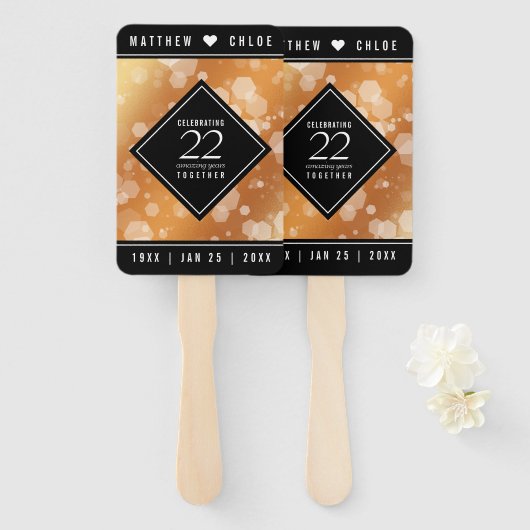 Éventail Élégant 22e anniversaire de Mariage de cuivre (Devant et derrière)