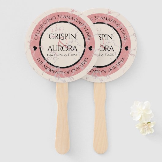 Éventail Élégant 37e anniversaire du Mariage Alabaster (Devant et derrière)